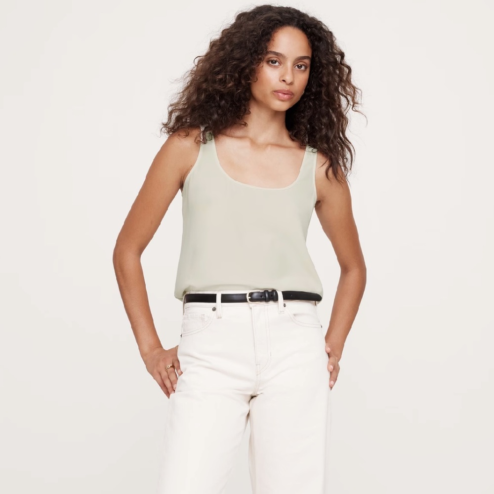 NWT Banana Republic 100% Silk Tank sz L White Retail $110